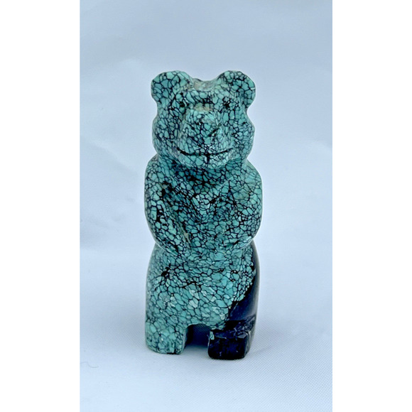Natural Turquoise Smooth Round Beads 10mm 68 Beads + Zuni Carved Bear - Picture 5 of 12